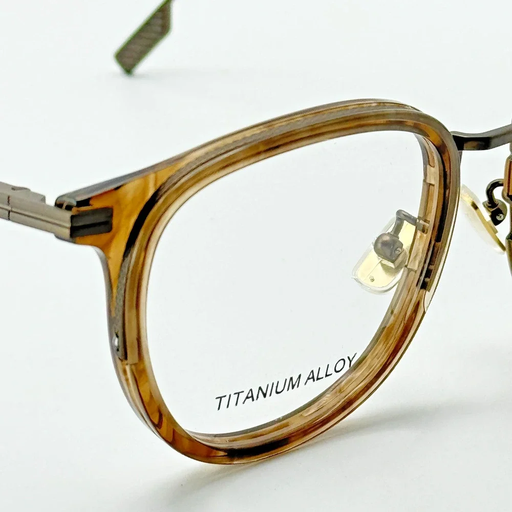 Ermenegildo Zegna Eyeglasses Frames EZ5337-D 048 Light Brown Geometric 52-20-145
